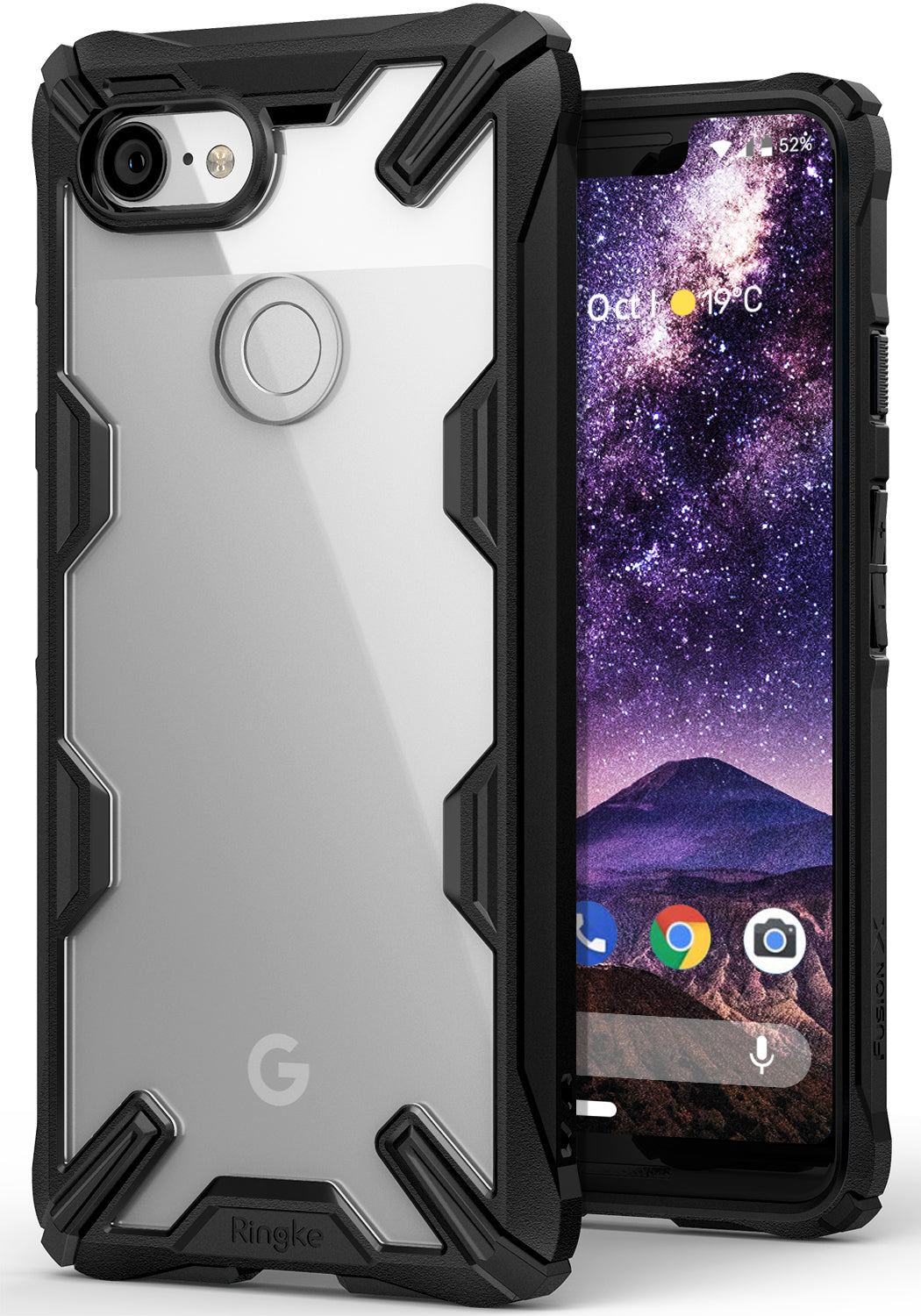 ringke fusion-x rugged heavy duty clear back case cover for google pixel 3 xl main black