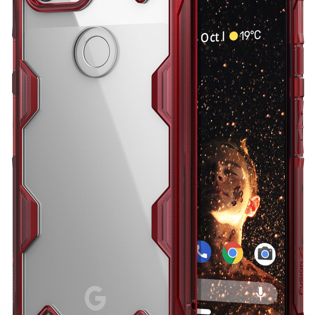 ringke fusion-x rugged heavy duty clear back case cover for google pixel 3 xl main ruby red
