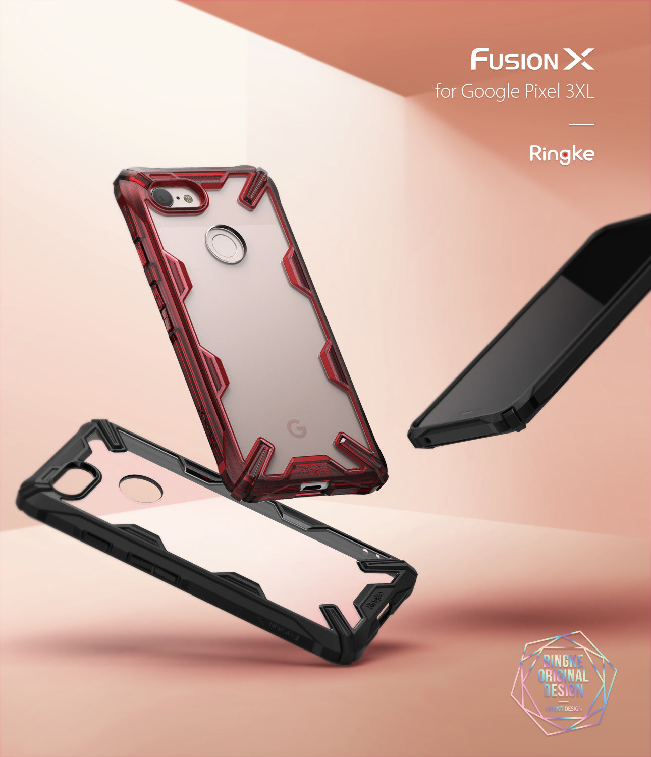 ringke fusion-x rugged heavy duty clear back case cover for google pixel 3 xl main