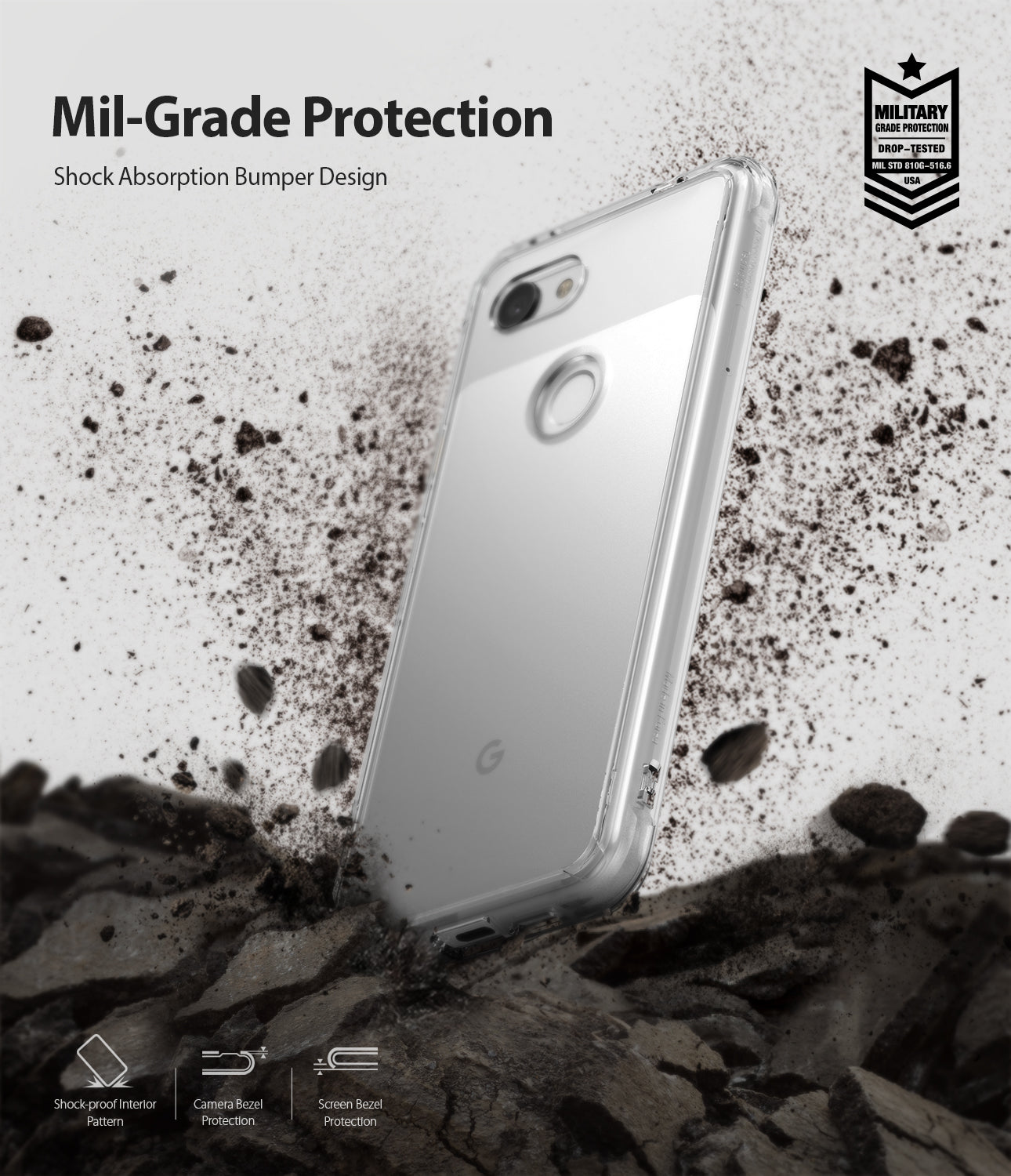 ringke fusion clear transparent protective back case cover for google pixel 3a main