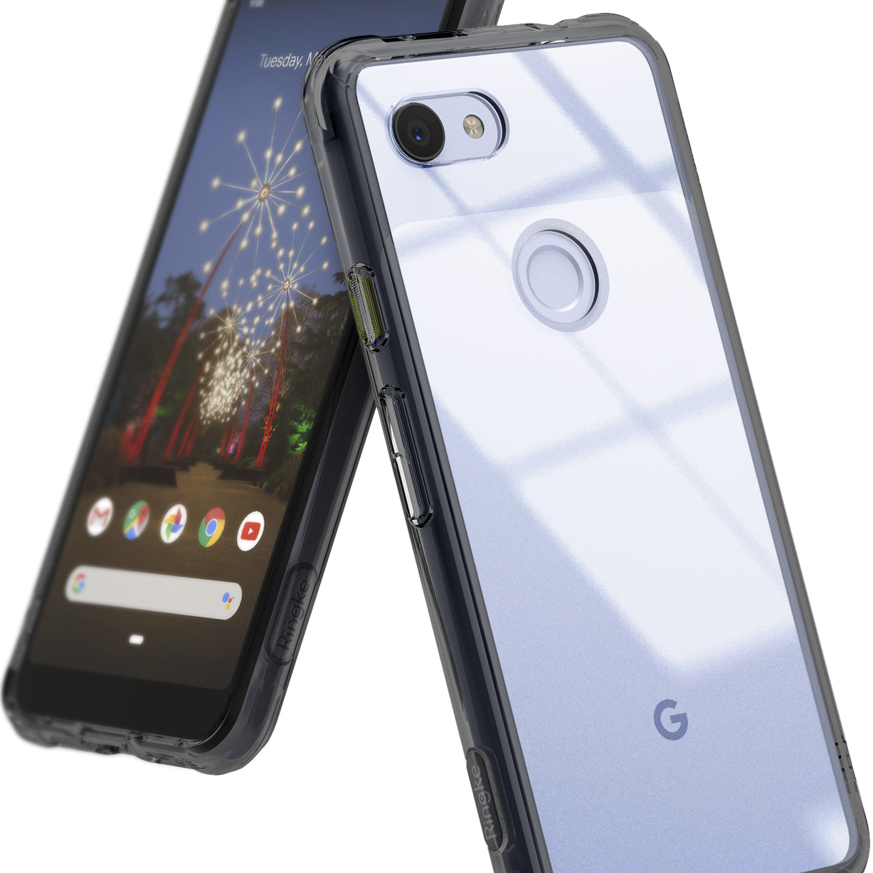 ringke fusion clear transparent protective back case cover for google pixel 3a xl main clear