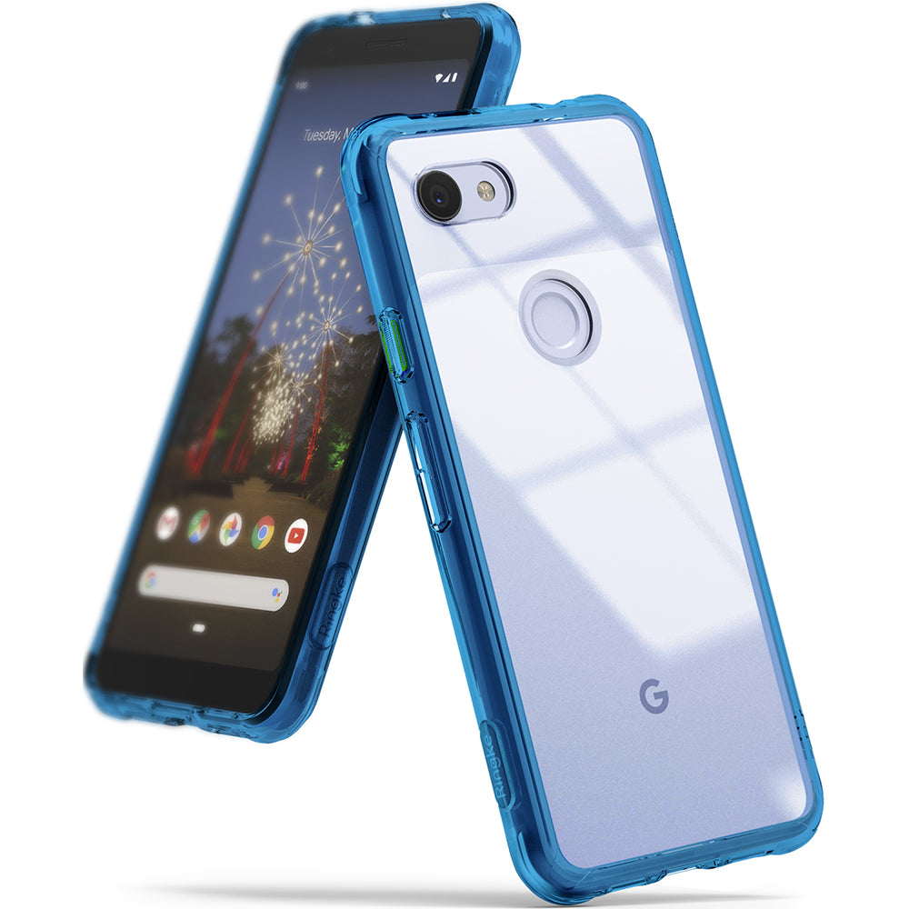 ringke fusion clear transparent protective back case cover for google pixel 3a main aqua blue