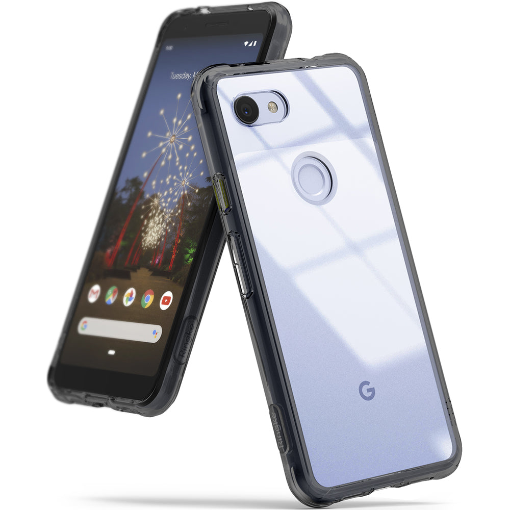 ringke fusion clear transparent protective back case cover for google pixel 3a main smoke black