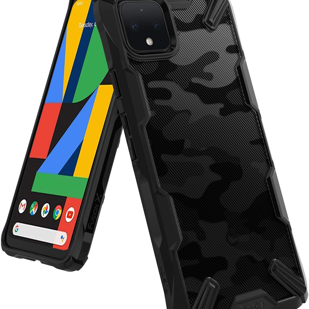 Ringke Fusion-X Case compatible with Google Pixel 4 XL, Camo Black