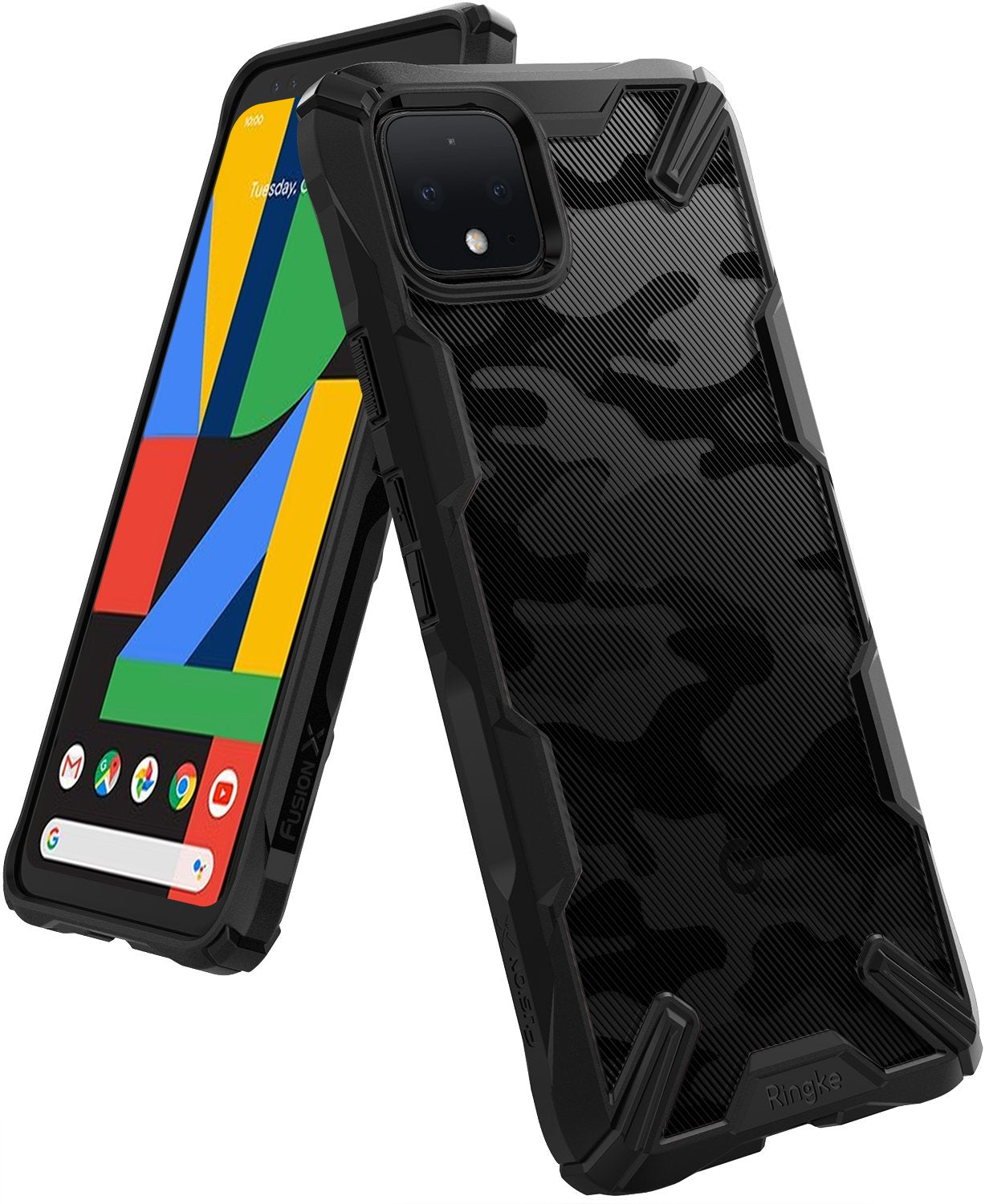 Ringke Fusion-X Case compatible with Google Pixel 4 XL, Camo Black