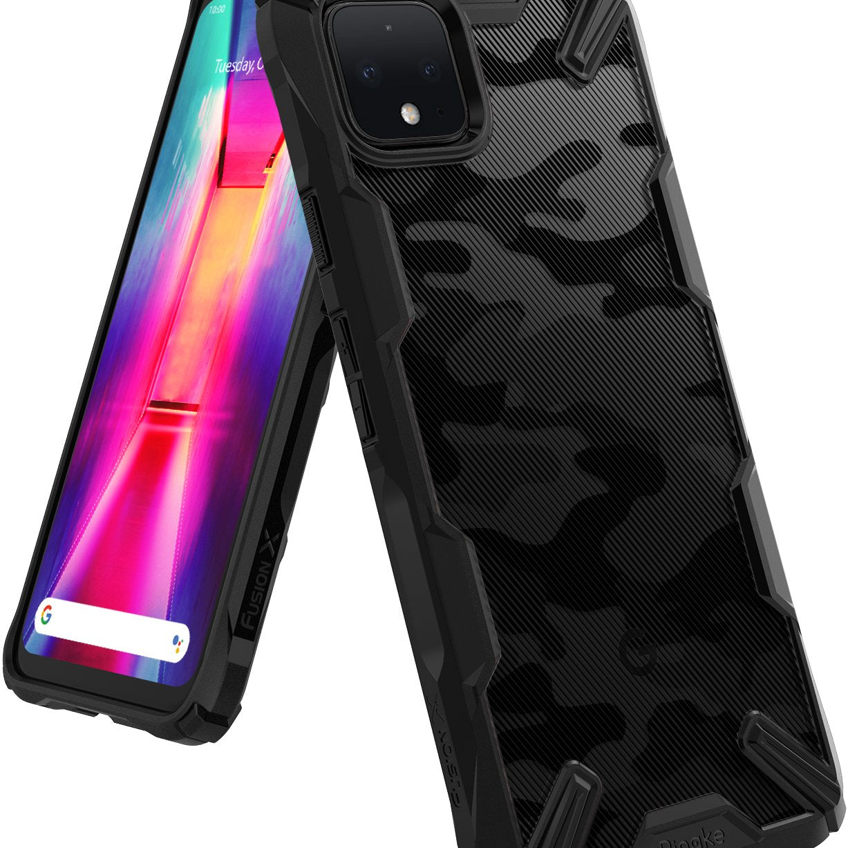 Ringke Fusion-X Case compatible with Google Pixel 4, Camo Black