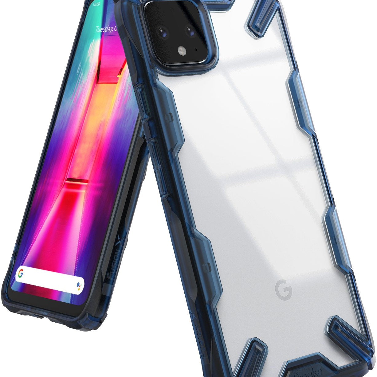 Ringke Fusion-X Case compatible with Google Pixel 4 XL, Space Blue
