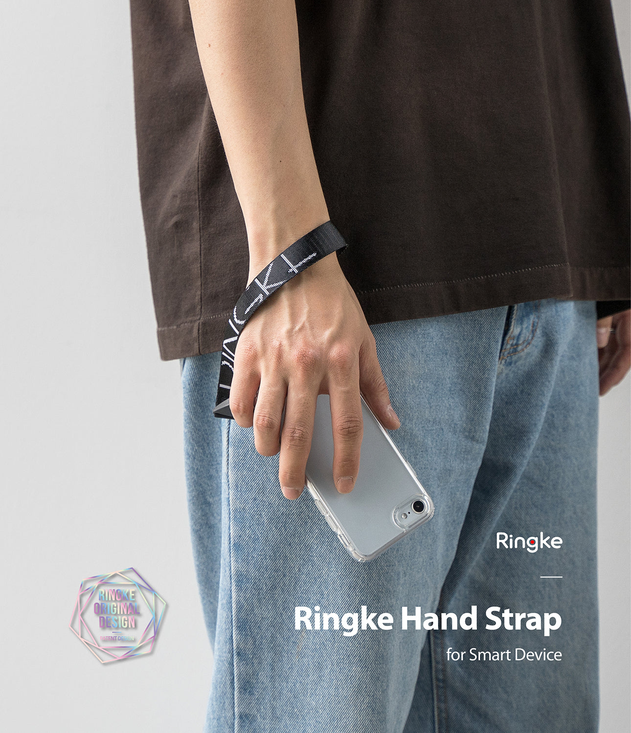 ringke lettering hand strap - black
