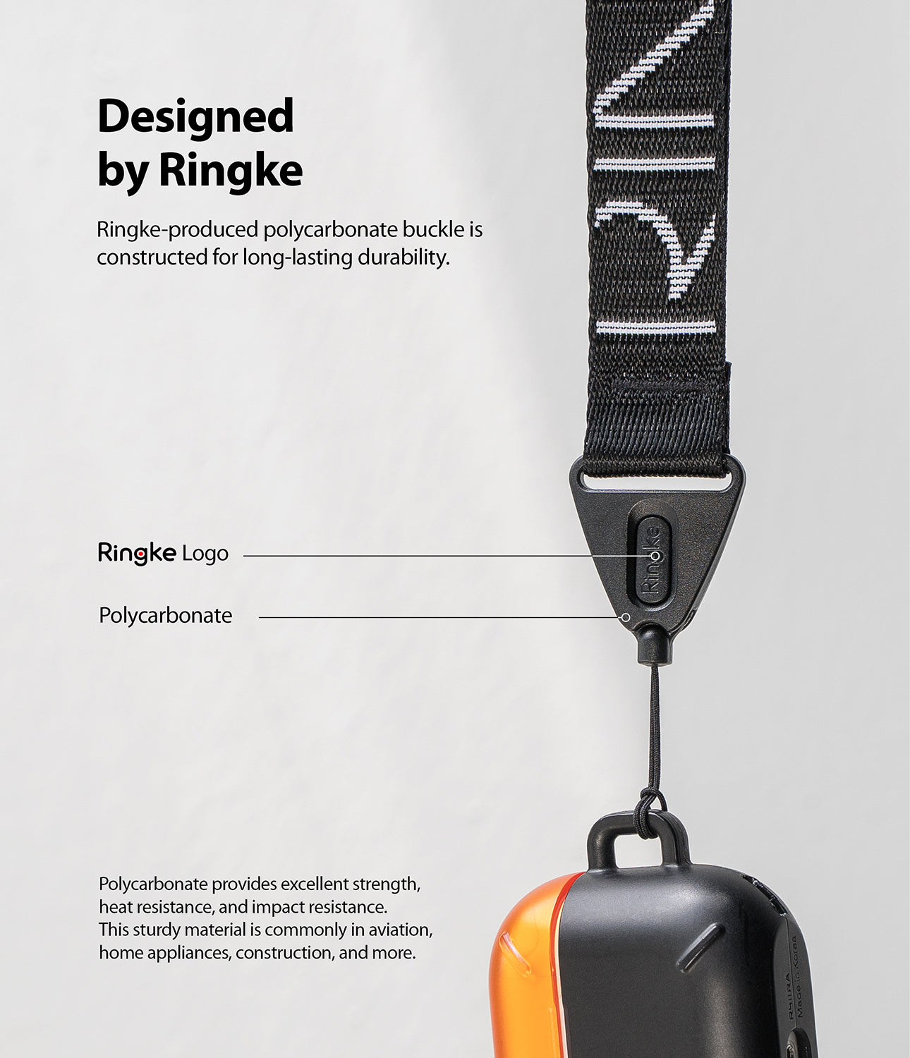 ringke-produced polycarbonate buckle is constructed for long-lasting durability