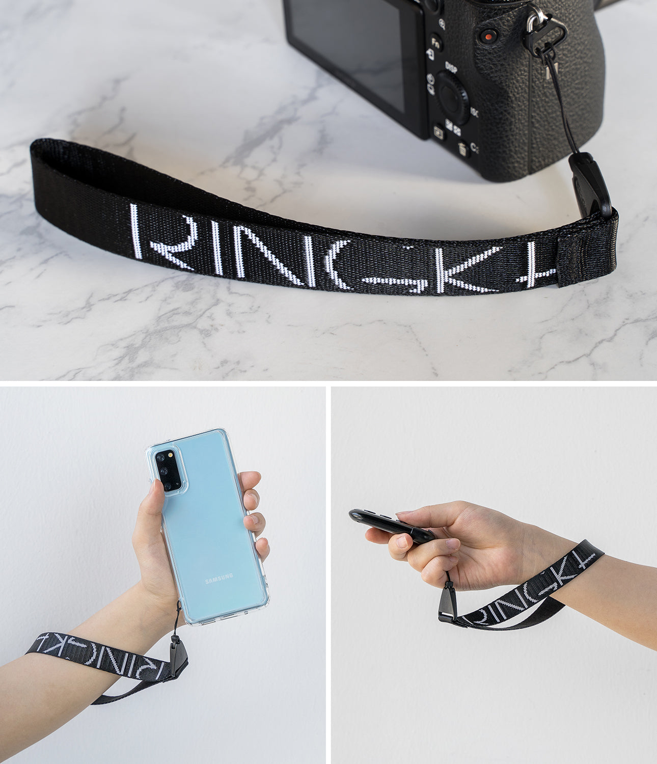 ringke lettering hand strap - black