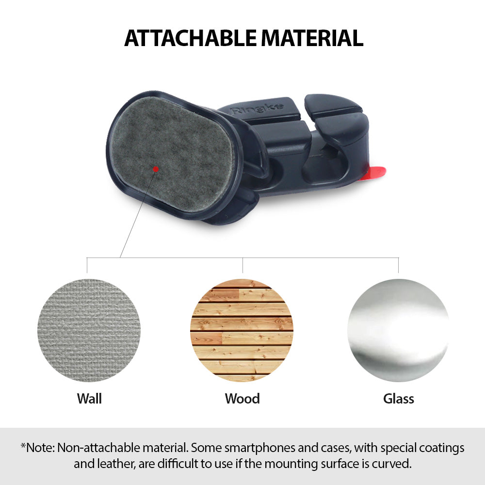 attachable material: works on clean flat walls, wood, glass
