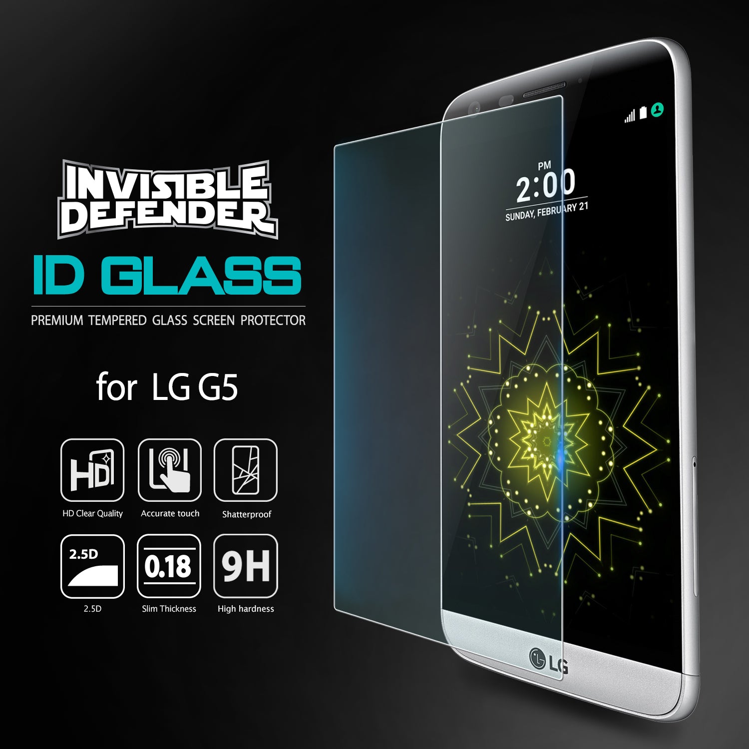 invisible defender tempered glass screen protector for lg g5