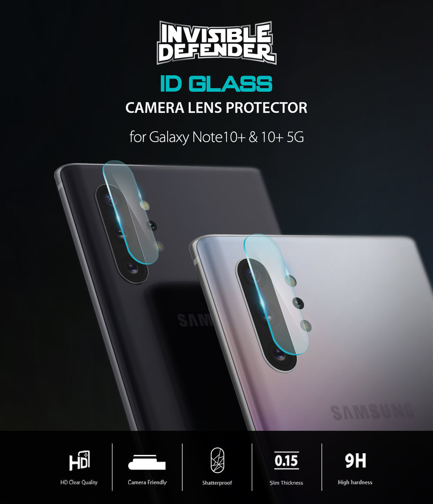 invisible defender glass - tempered glass camera protector for galaxy note 10 / 10 plus