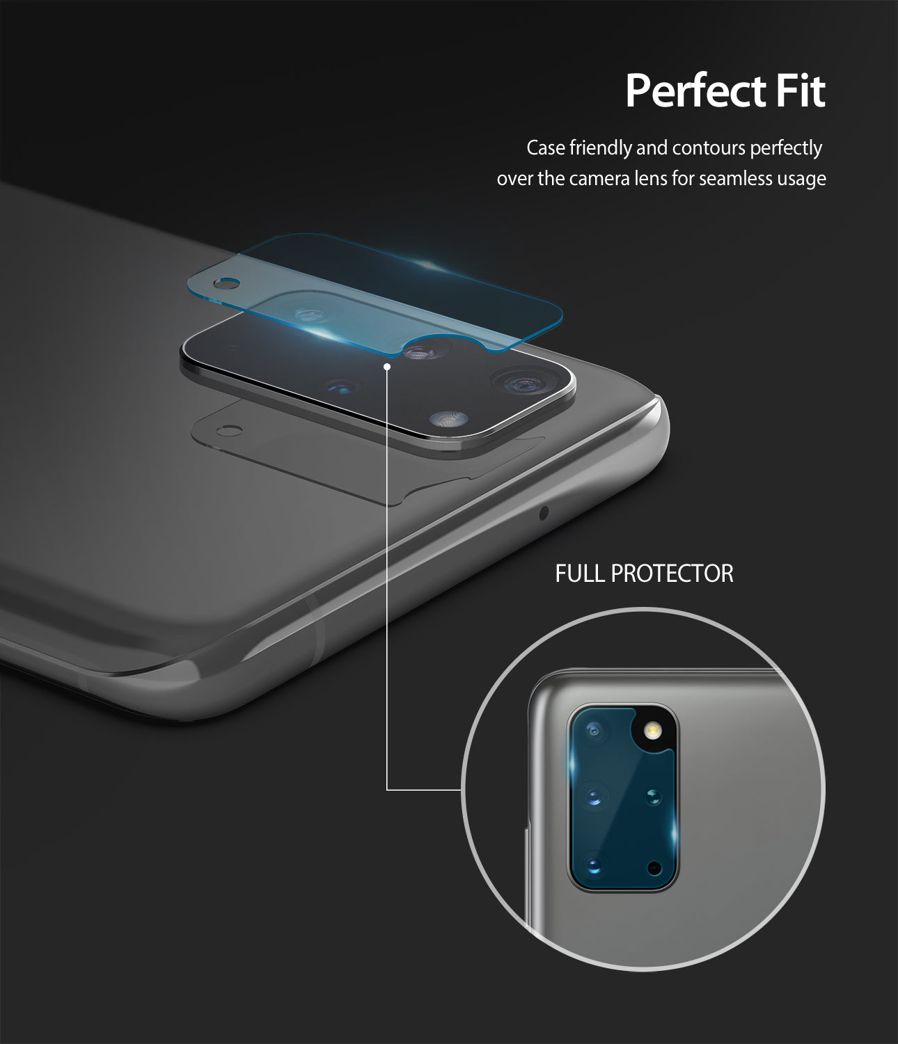 case friendly and contours perfectly over the camera lens for seamless usage