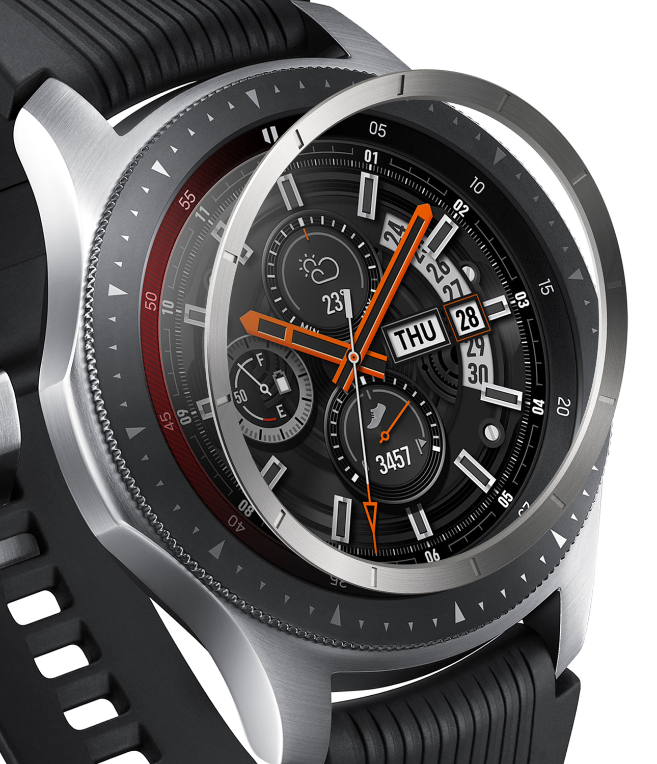 Ringke Inner Bezel Styling for Galaxy Watch 46mm, Gear S3 Frontier, and Gear S3 Classic, GW-46-IN-03, STAINLESS STEEL