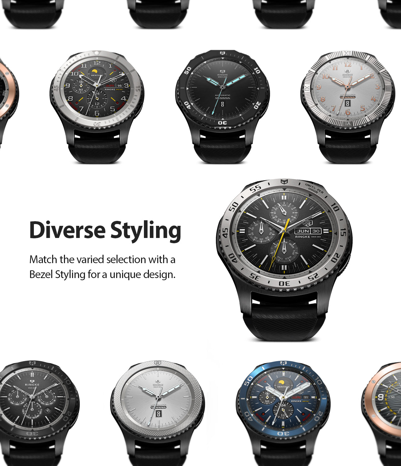 Ringke Inner Bezel Styling for Galaxy Watch 46mm, Gear S3 Frontier, Classic, GW-46-IN-01, DIVERSE STYLING