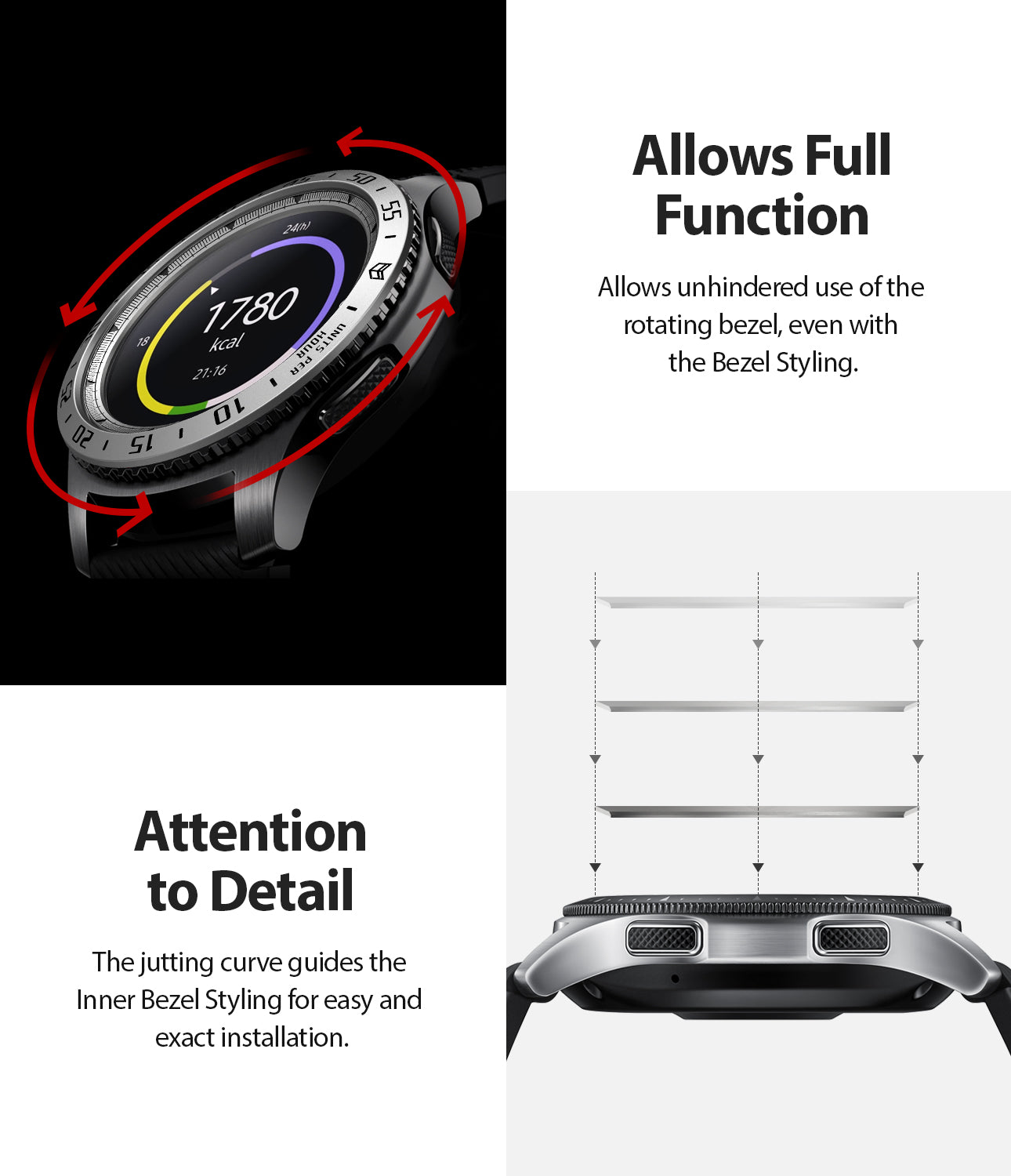 Ringke Inner Bezel Styling for Galaxy Watch 46mm, Gear S3 Frontier, Classic, GW-46-IN-01, ATTENTION TO DETAIL