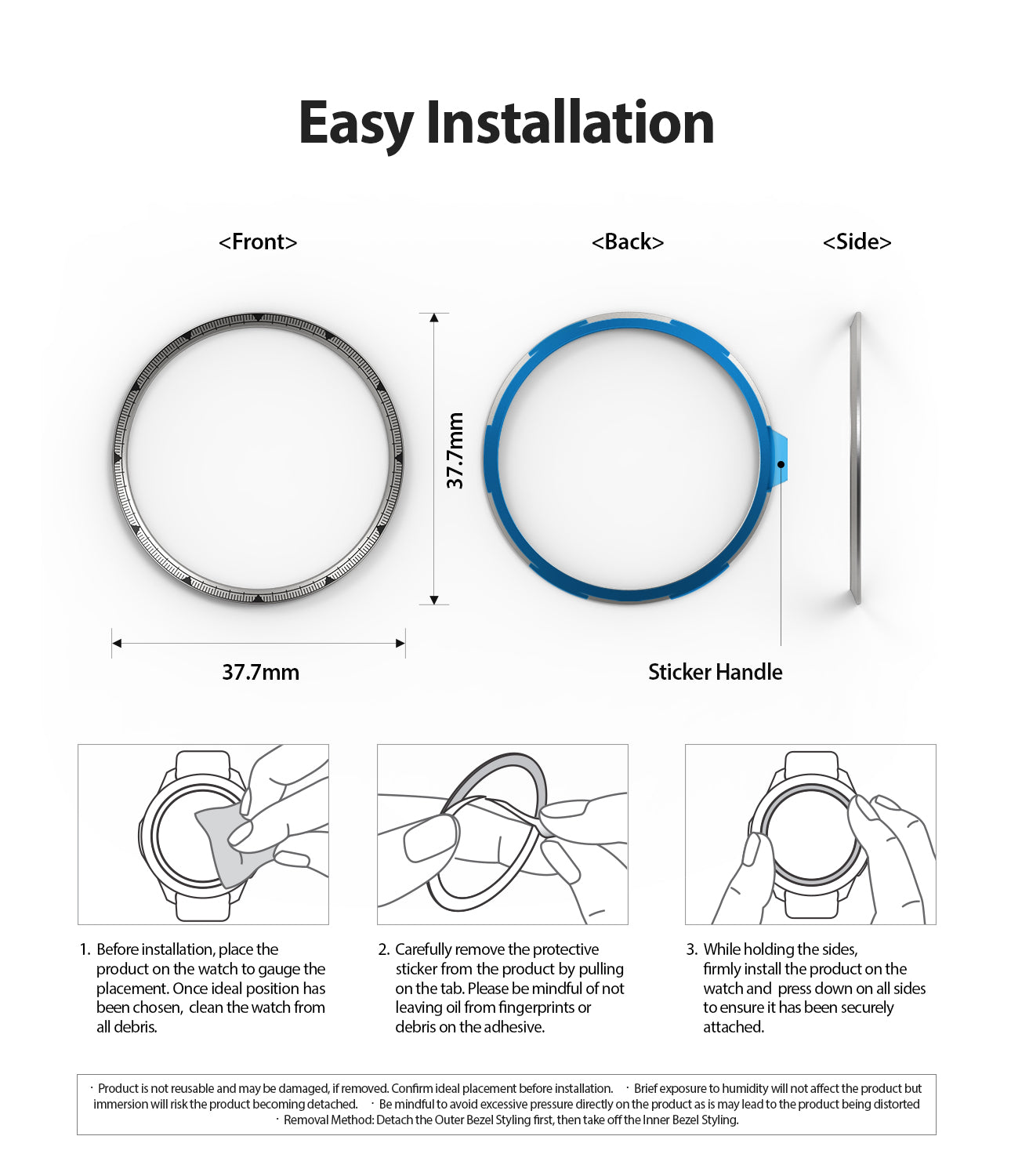 Ringke Inner Bezel Styling for Galaxy Watch 46mm, Gear S3 Frontier, Classic, GW-46-IN-01, EASY INSTALLATION