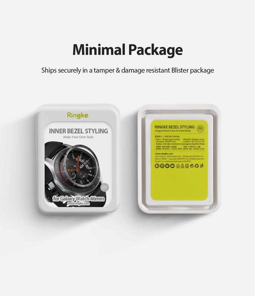 Ringke Inner Bezel Styling for Galaxy Watch 46mm, Gear S3 Frontier, Classic, GW-46-IN-01, MINIMAL PACKAGE