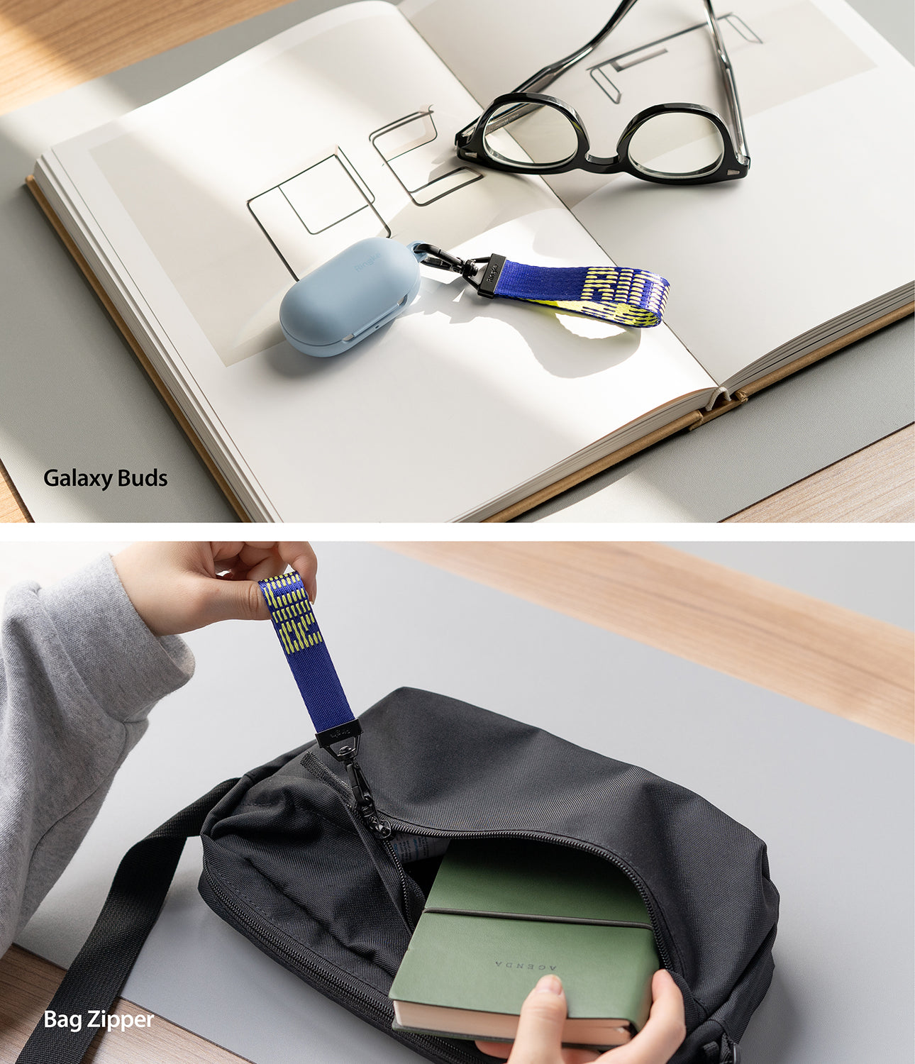 attach it to galaxy buds, galaxy buds live, airpods, airpods pro, smartphones, celular devices, bag