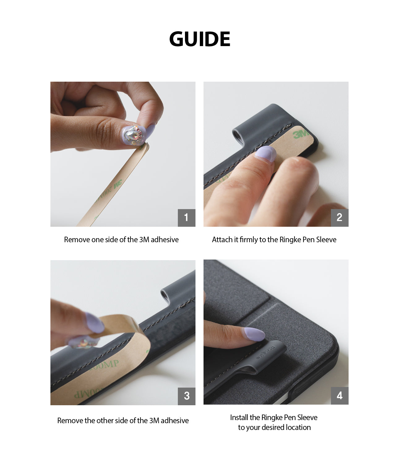 Ringke Pen Sleeve Charcoal Gray, apple pencil, Installation Guide