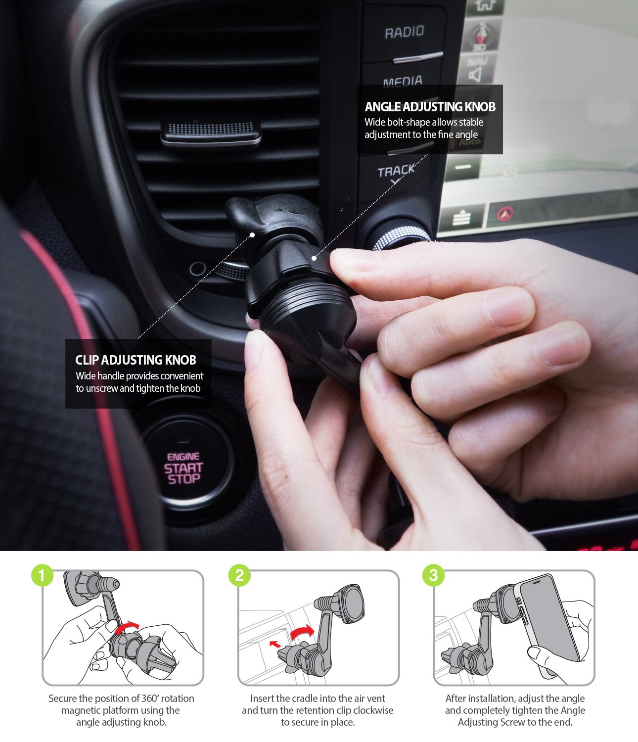Ringke Power Clip Wing Car Mount easy installation guide