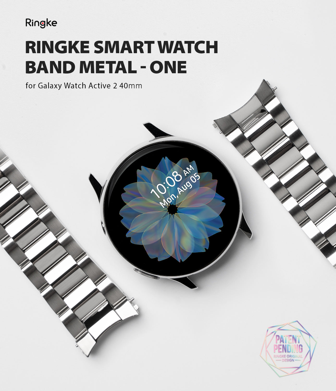 ringke metal one band for smartwatch designed for samsung galaxy watch active 2 40mm - silver
