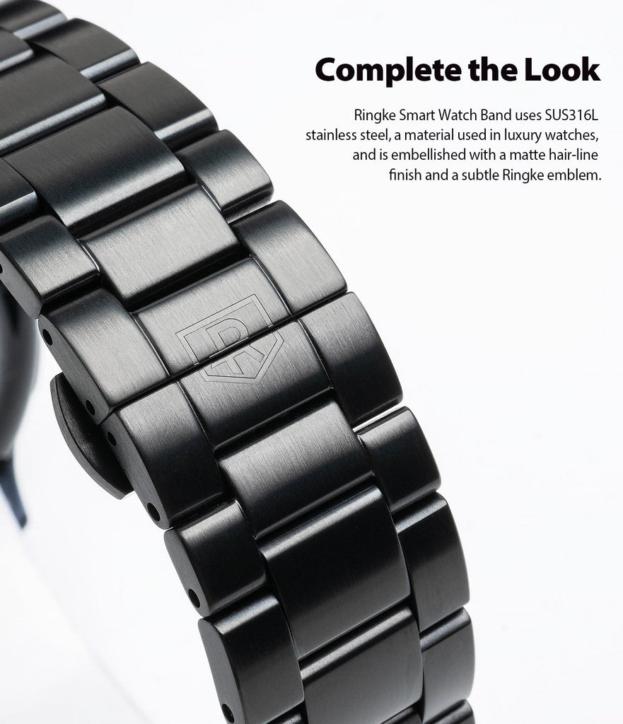 ringke metal one band stainless silver watch band for galaxy watch active 2 44mm embellished with a matte hairline finish
