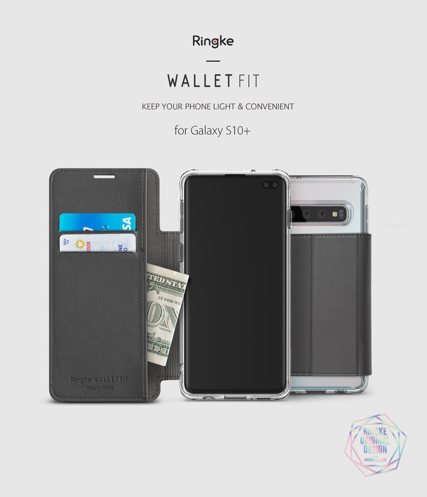 galaxy s10 plus wallet fit case ash gray