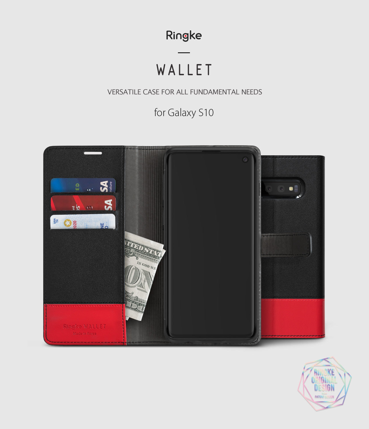 galaxy s10 wallet black and red