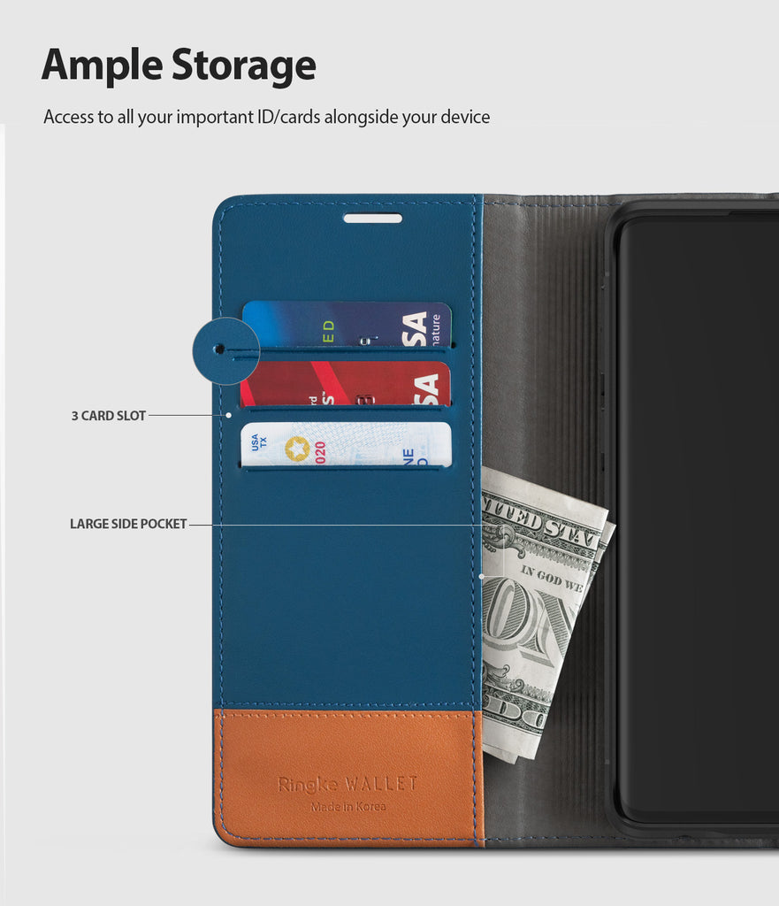 ringke galaxy s10 wallet case navy & brown color