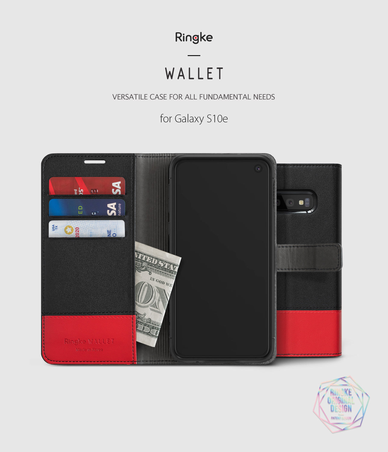 galaxy s10e wallet black & red