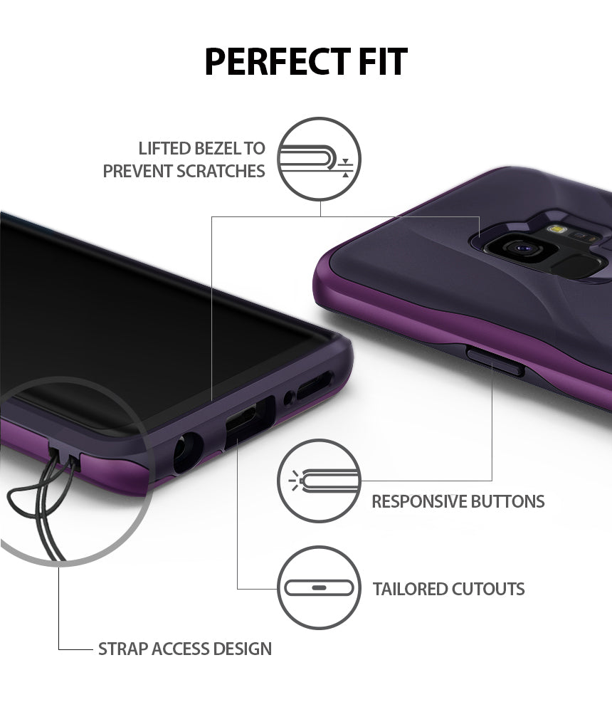 ringke wave design heavy duty dual layered protective case cover for galaxy s9 metallic purple