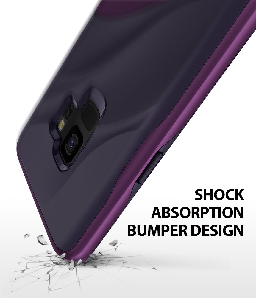 ringke wave design heavy duty dual layered protective case cover for galaxy s9 metallic purple