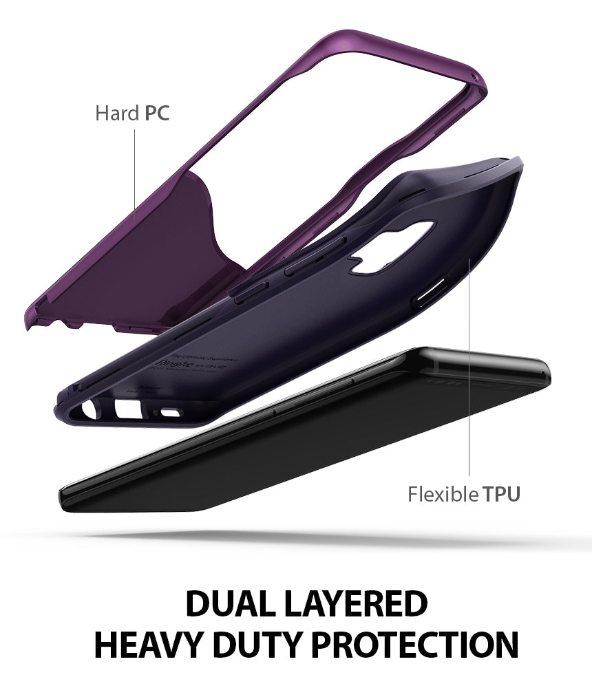 ringke wave design heavy duty dual layered protective case cover for galaxy s9 metallic purple