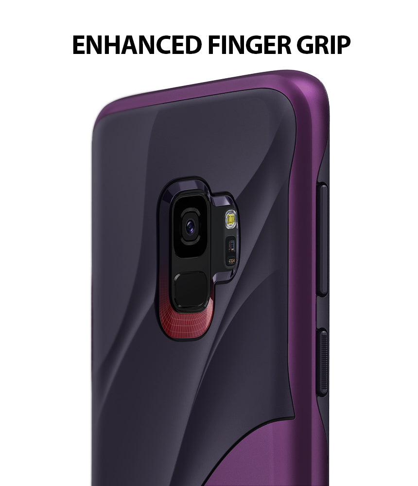 ringke wave design heavy duty dual layered protective case cover for galaxy s9 metallic purple