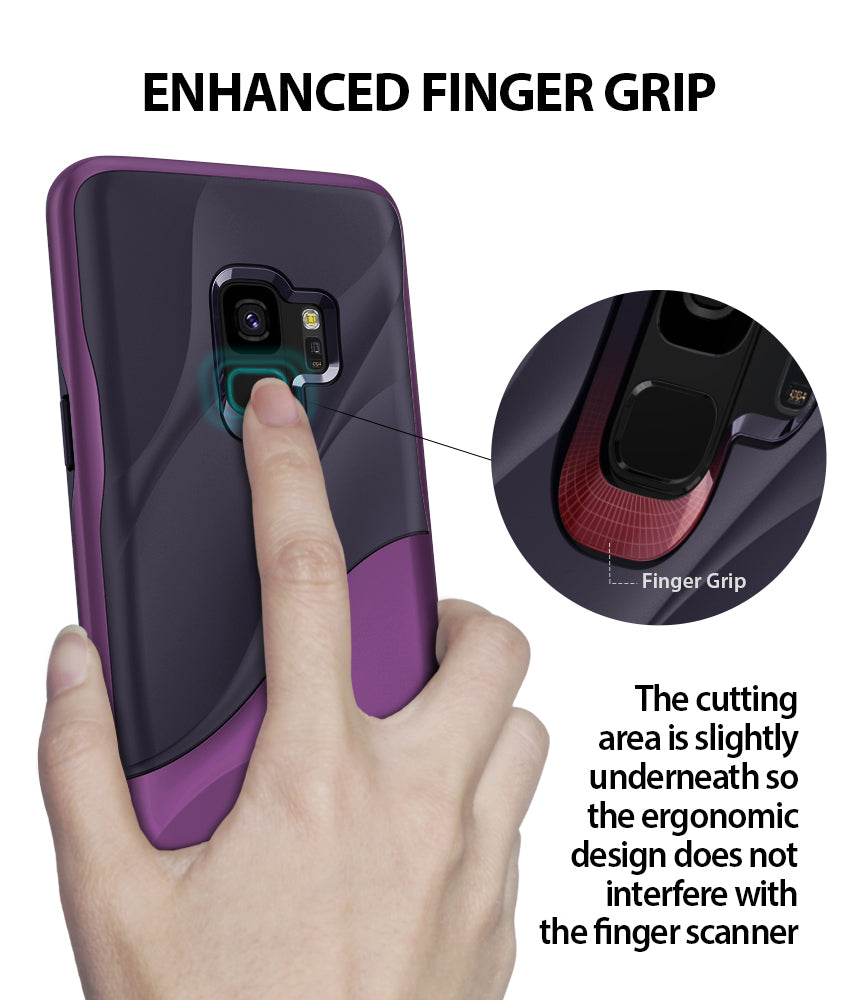 ringke wave design heavy duty dual layered protective case cover for galaxy s9 metallic purple