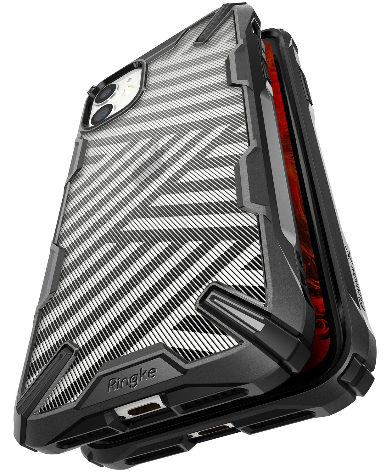 Ringke Fusion X Design Case Compatible with iPhone 11 Case Stripe Black