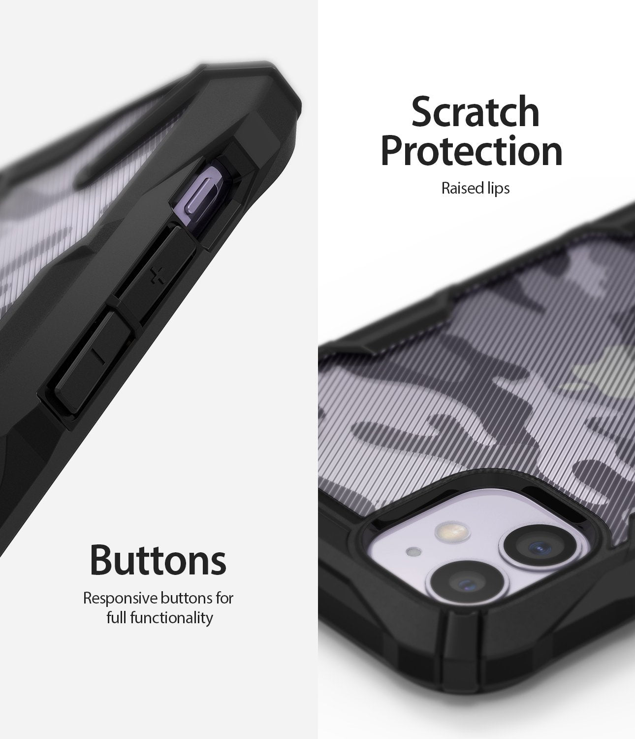 Ringke Fusion X Design Case Compatible with iPhone 11 Case Camo Black Scratch Protection buttons