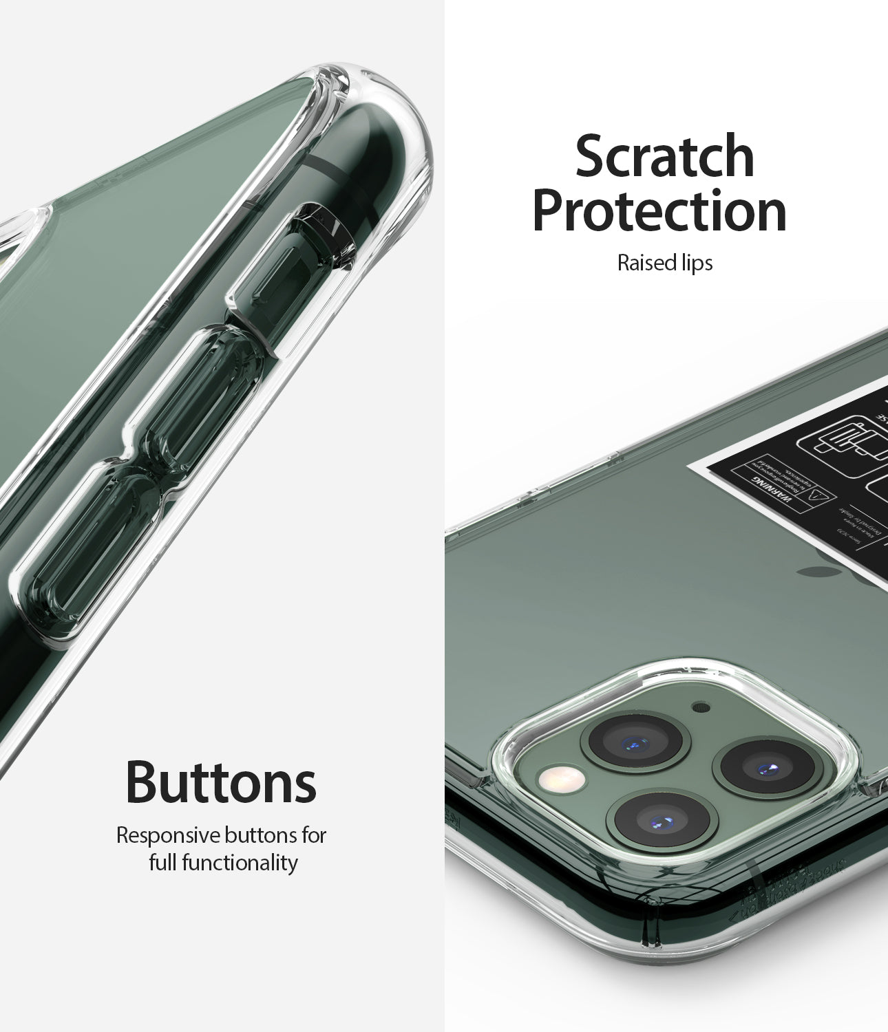 scratch protection with raised lips / responsive buttons