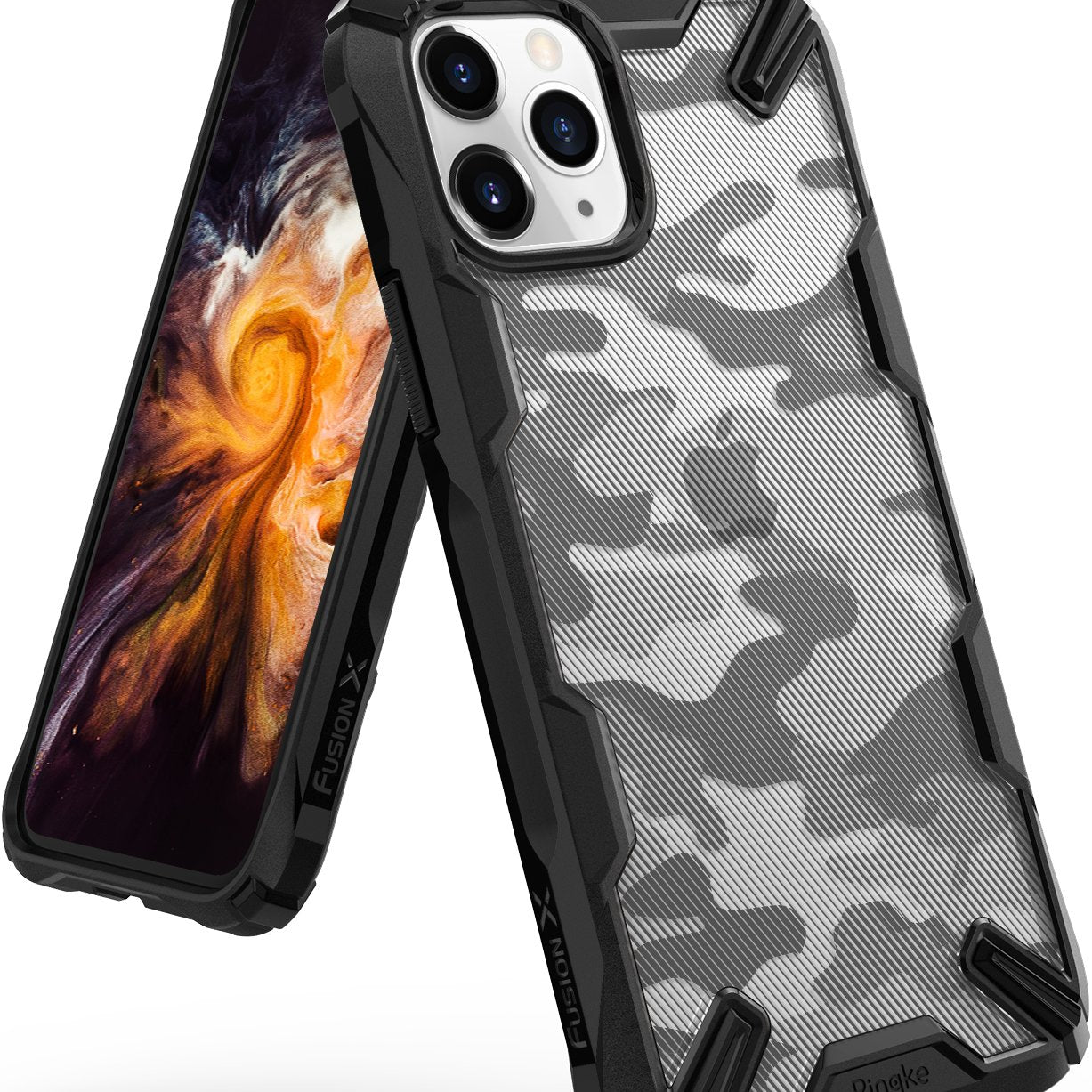 Ringke Fusion X Design Case Compatible with iPhone 11 Pro Max Case Cover 6.5" Camo Black