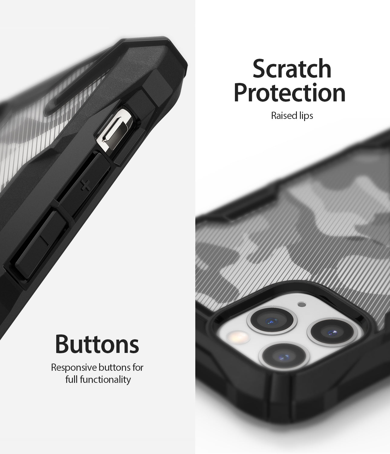 iPhone 11 Pro Max Fusion-X DDP scratch protection buttons