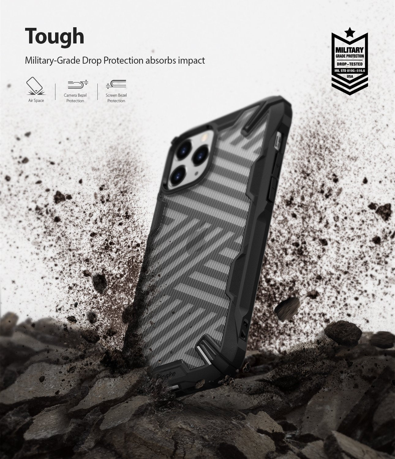 iPhone 11 Pro Max Fusion-X DDP stripe black military grade drop protection