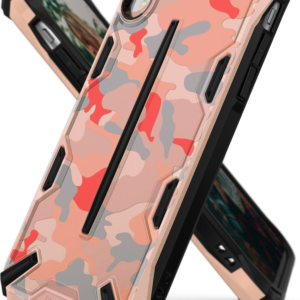 ringke dual-x design for iphone xr case cover main camo pink