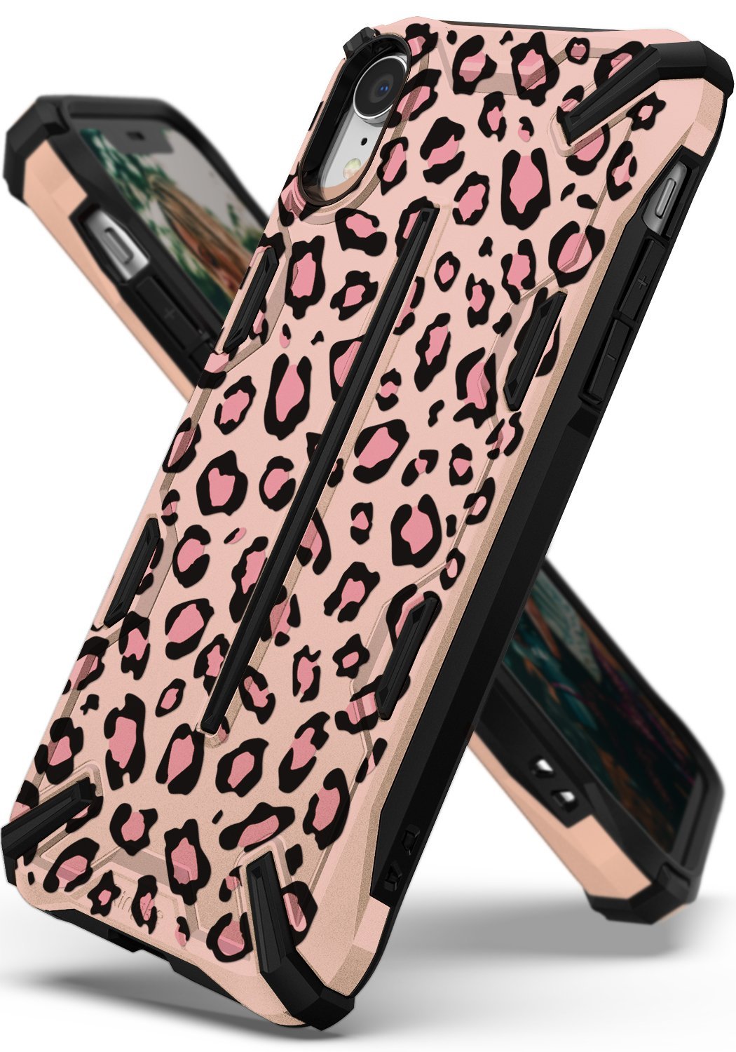 ringke dual-x design for iphone xr case cover main leopard pink