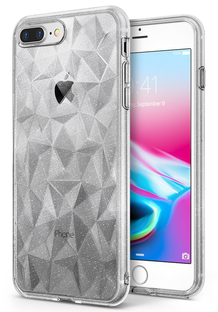ringke air prism 3d pyramid design case cover for iphone 7 plus 8 plus main glitter clear