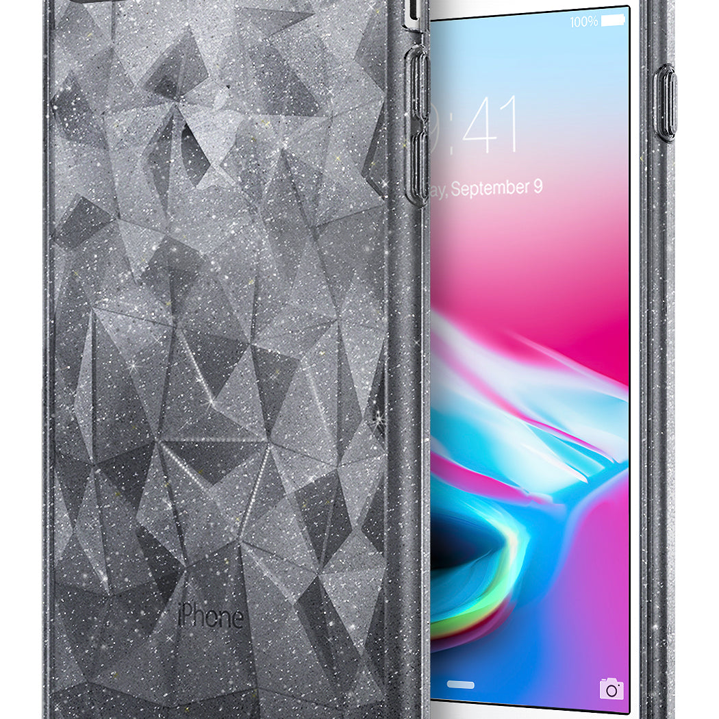 ringke air prism 3d pyramid design case cover for iphone 7 plus 8 plus main glitter gray