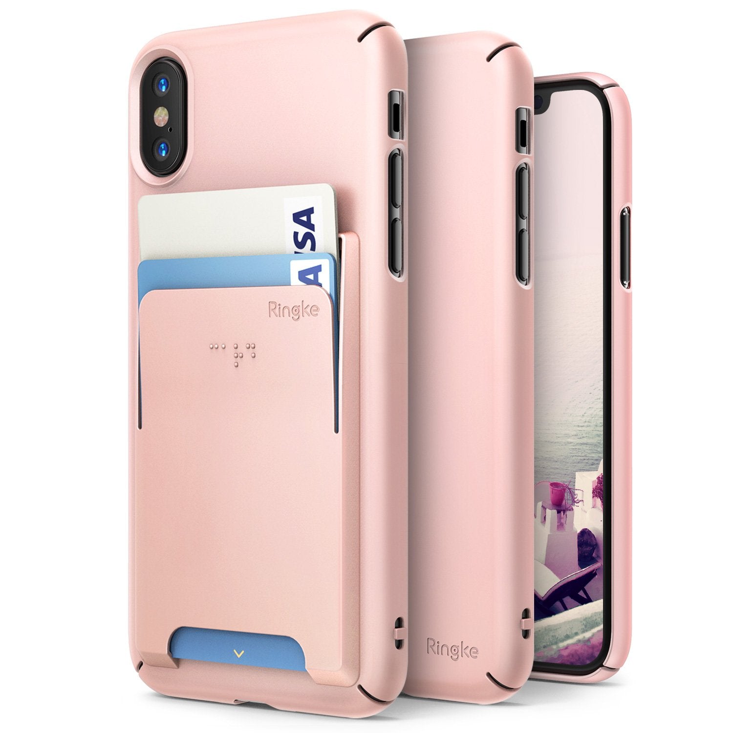 ringke slim slot for iphone x case cover main peach pink
