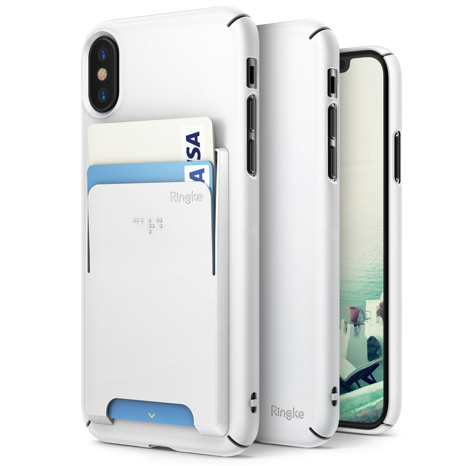 iPhone X / Xmax Transparent Clutch CASE - White LV –