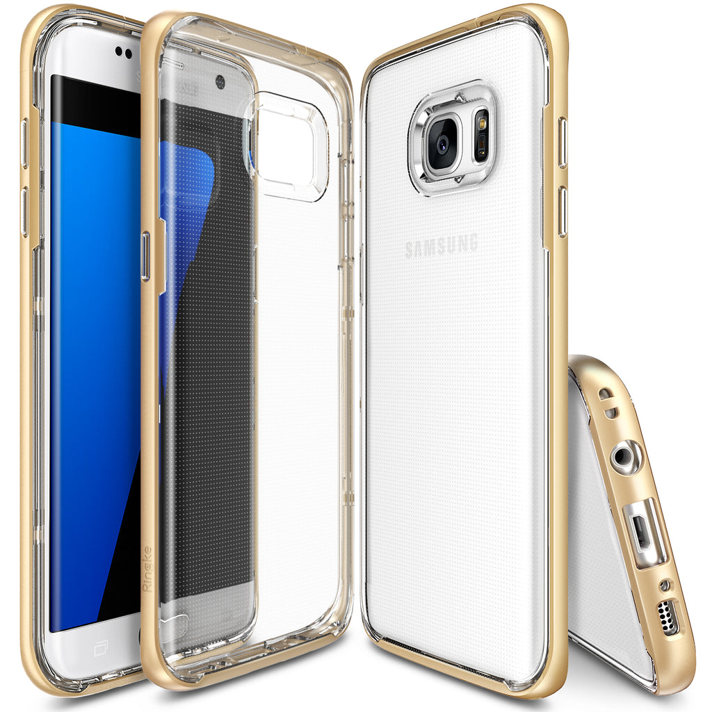 ringke frame clear back advanced bumper protection cover case for galaxy s7 edge royal gold